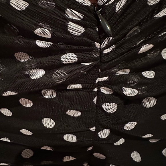 City Chic Ruched black/white polka dot dress plus size US 14 - Picture 11 of 14